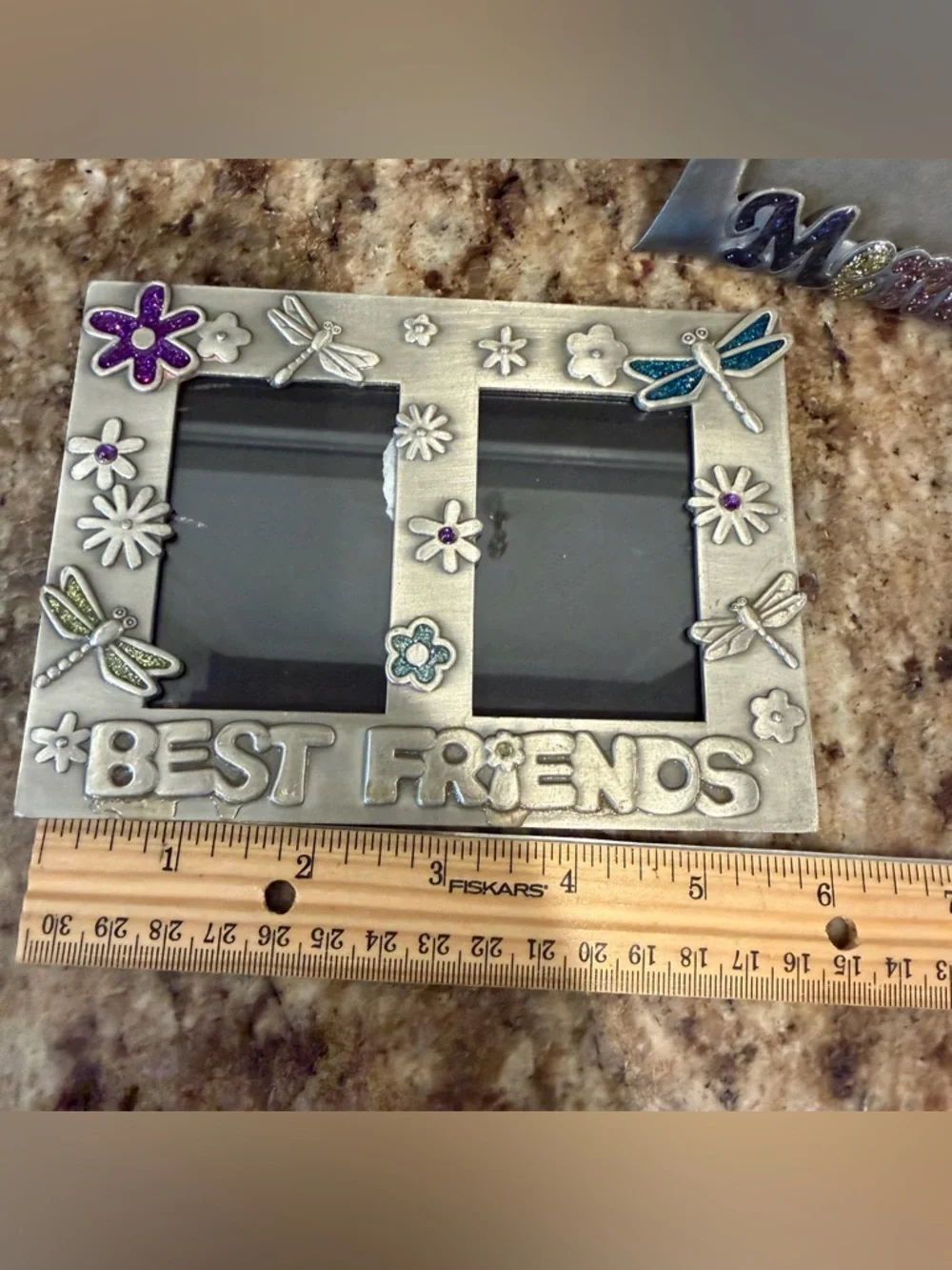 2 Vintage Y2K Best Friends Memories Metal Glitter Enamel 90s Picture Frames
